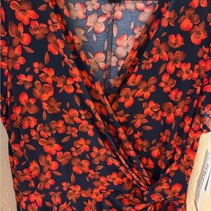 Perceptions Navy and Red Floral Dress